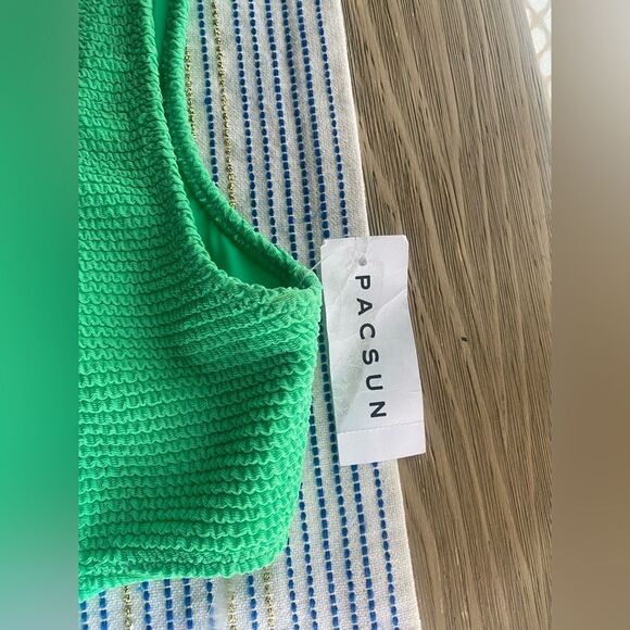 Pacsun La Hearts Small Neon Green Terry Cloth One Piece Halter Swimsuit Costume - Picture 7 of 8